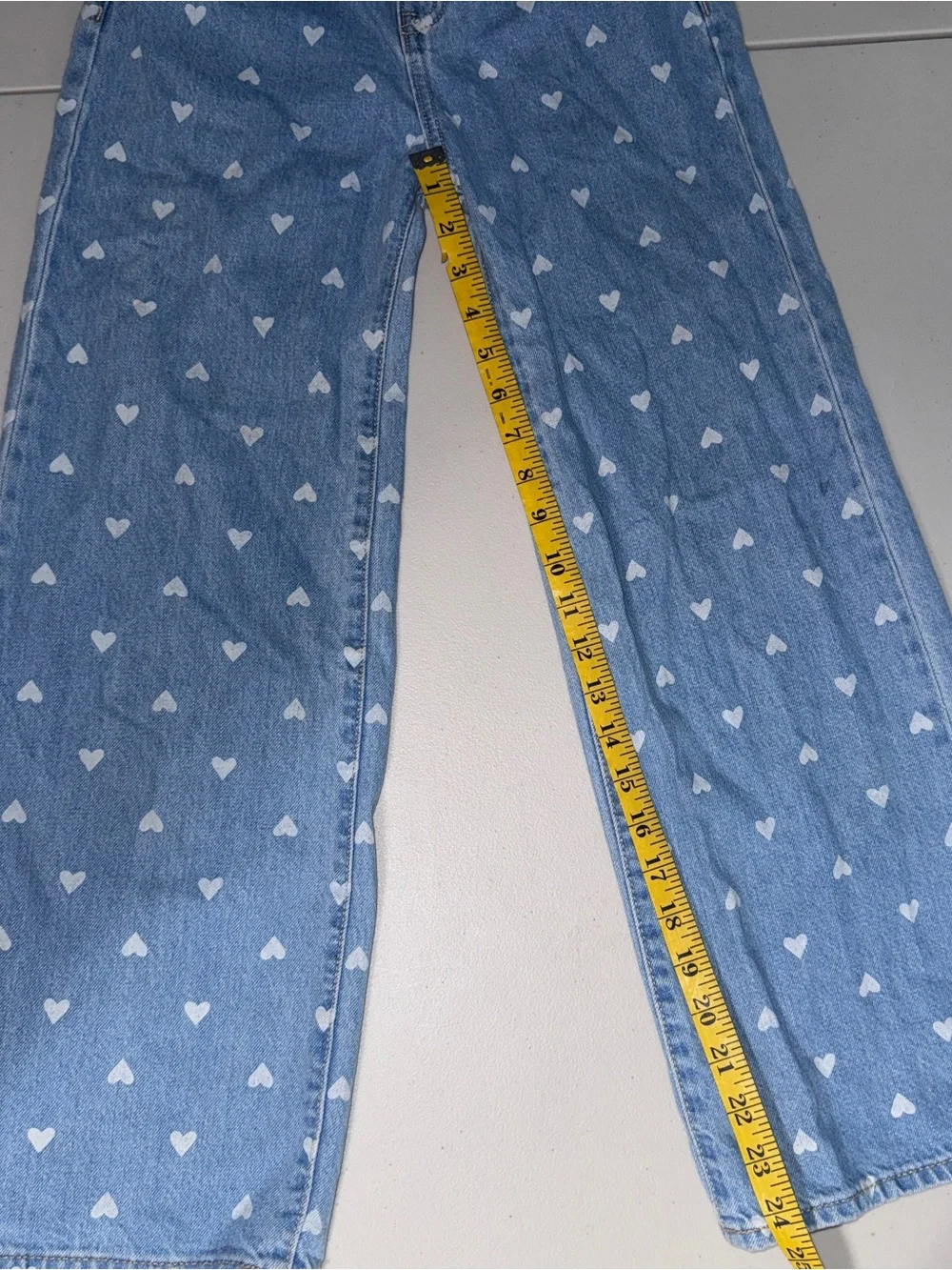 Old Navy Girl 12 Denim Jeans High Waisted Baggy Wide Leg Hearts Casual School